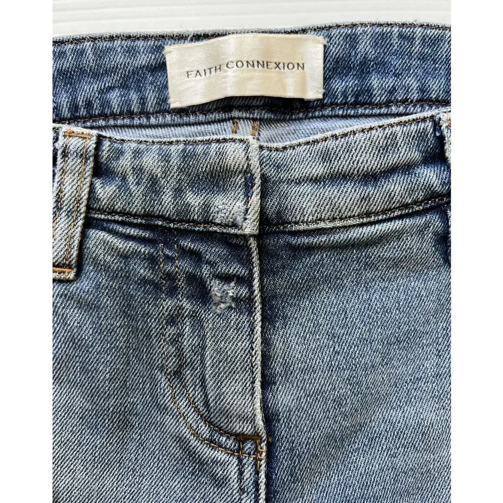 Faith Connexion Women's Denim Destroyed Ankle Jeans Bleach Size 26 - Picture 3 of 11